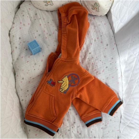 Disney Other - Vintage Y2K Winnie the Pooh Disney Baby Embroidered Orange Train Unisex 12M Zip